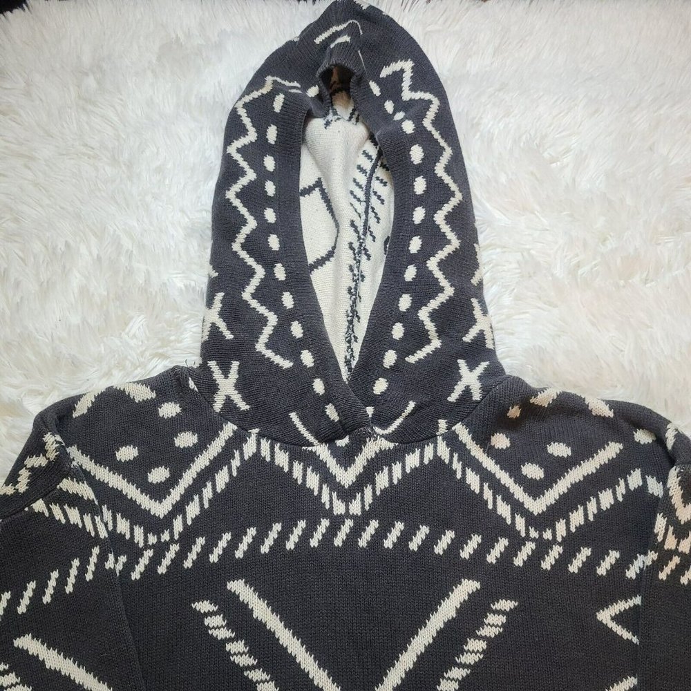 Smythe & Company 90's Black & White Abstract Blanket Design Hoodie Sweater XS